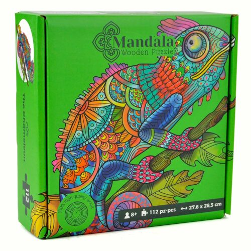 Chameleon Mandala Wooden Jigsaw Puzzle – 112 Pieces