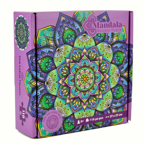 Lotus Flower Mandala Wooden Jigsaw Puzzle – 118 Pieces